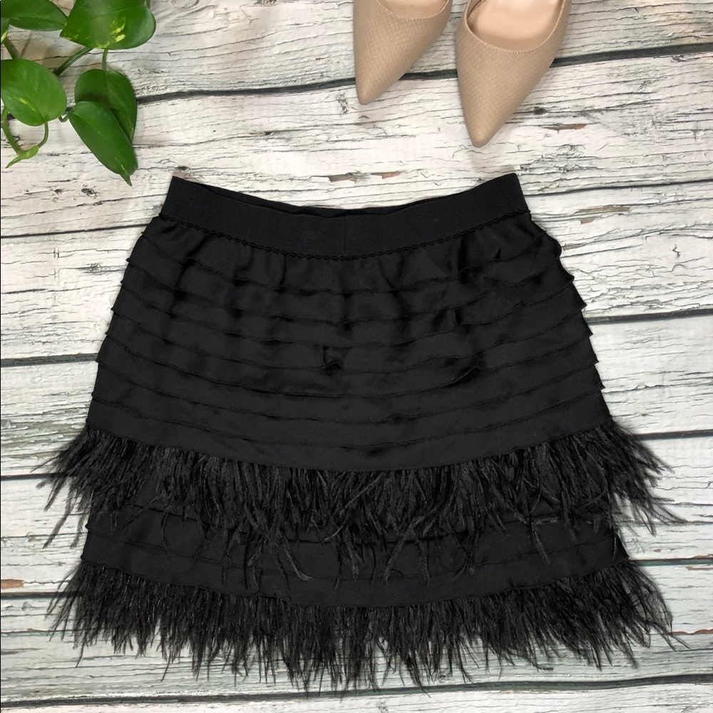 NWOT BCBGMaxAzria Maliha Ostrich Feather Skirt XS